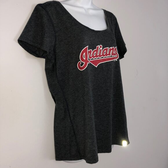 Cleveland Indians TShirt Womens L Navy MLB Reflective 47 Logo Baseball Sports - Picture 2 of 7